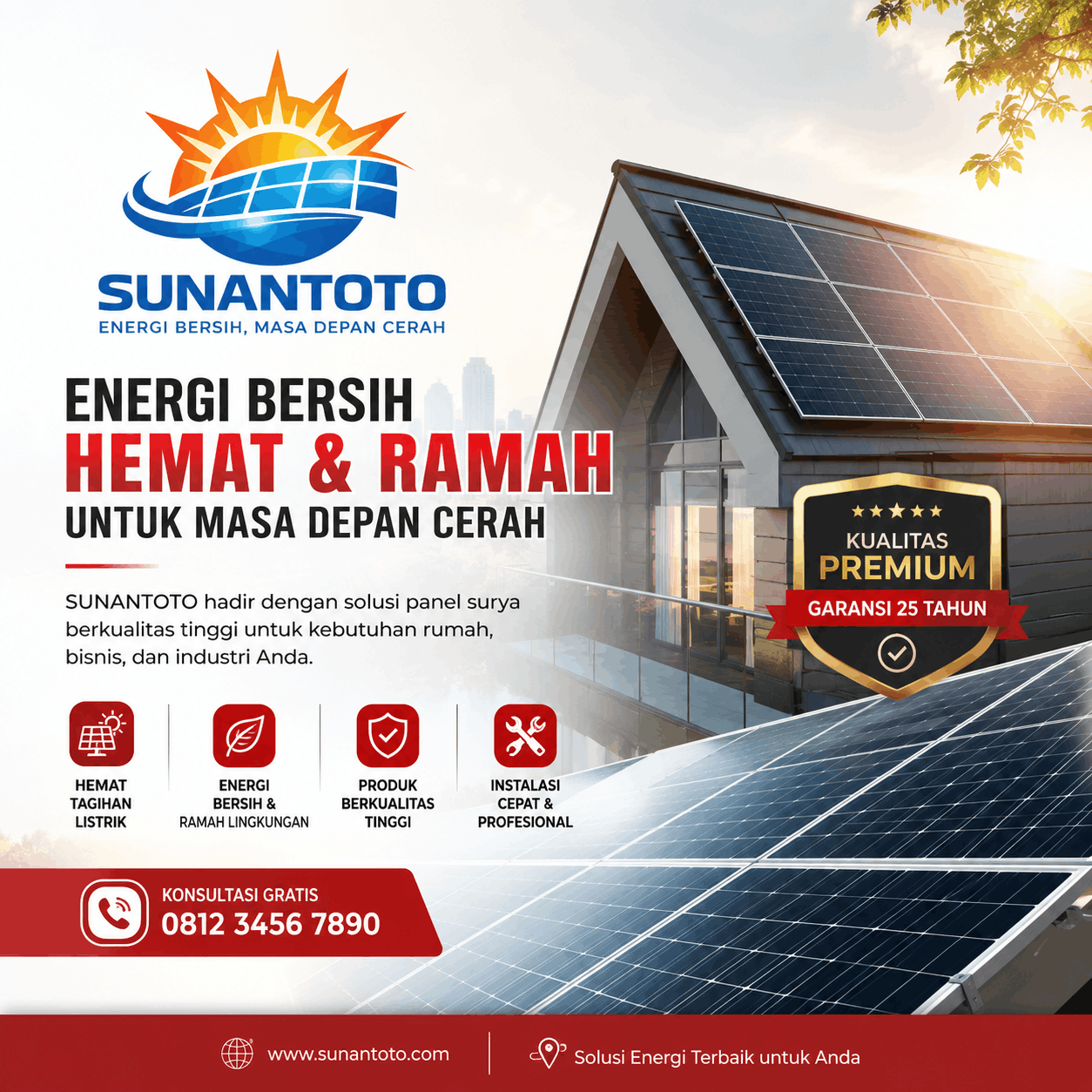 Banner promosi panel surya SUNANTOTO
